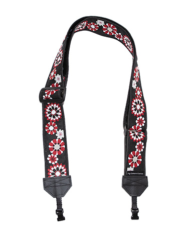 Red and White Flowers DSLR Camera Strap