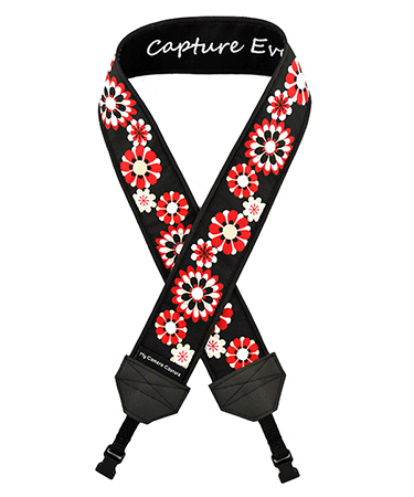 Red and White Flowers DSLR Camera Strap